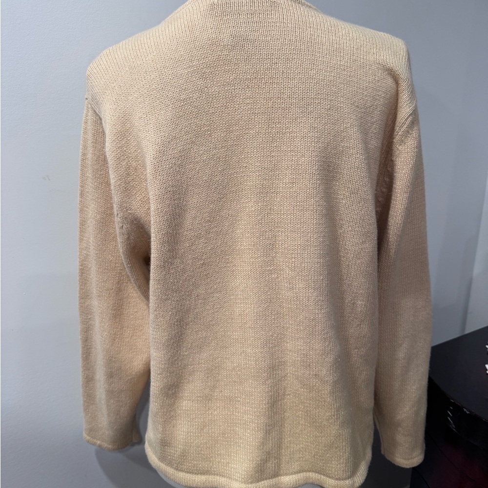 Vintage Christian Festive Beige Sweater with Star Accents - Picture 4 of 8